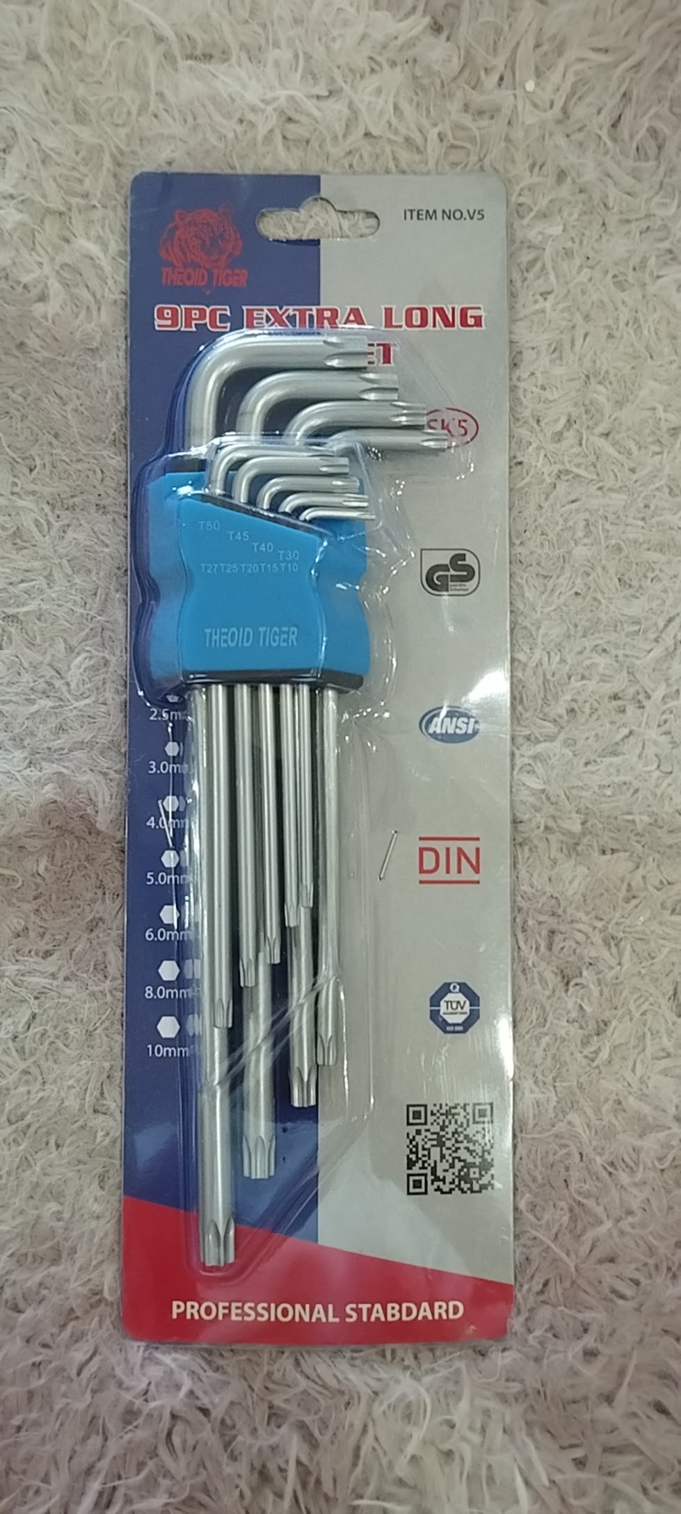 Lục Giác Tiger Bông Dài Nhũ Bạc