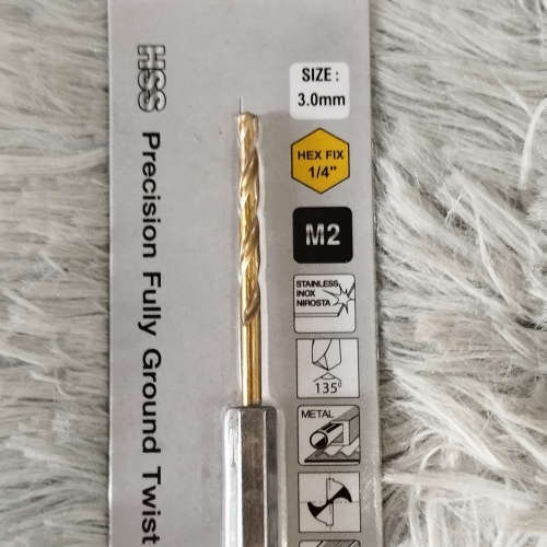 Mũi Khoan Inox Tiger_Titan vàng chân lục giác 3Li