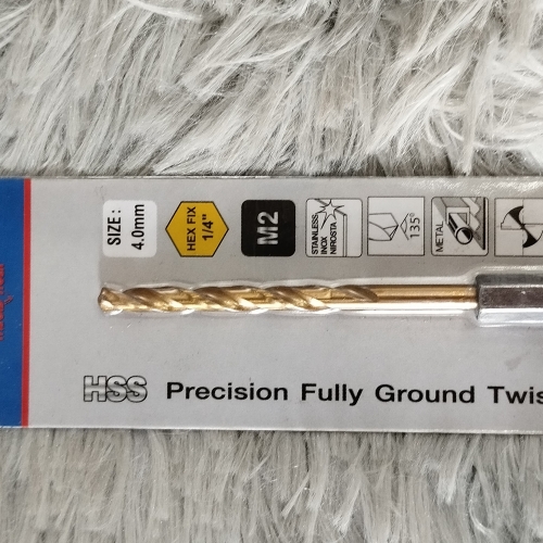 Mũi Khoan Inox Tiger_Titan vàng chân lục giác 4Li