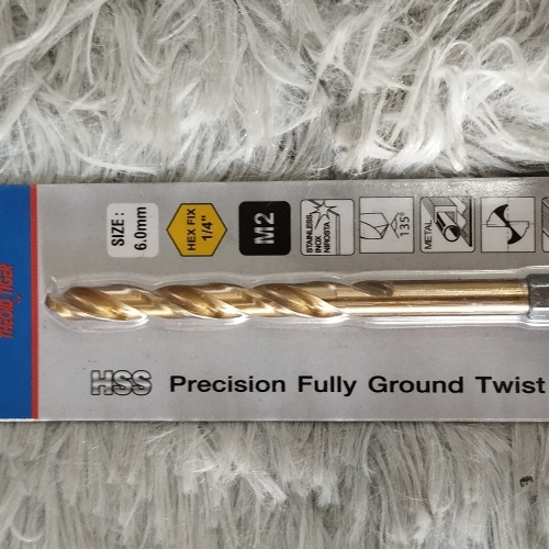 Mũi Khoan Inox Tiger_Titan vàng chân lục giác 6Li